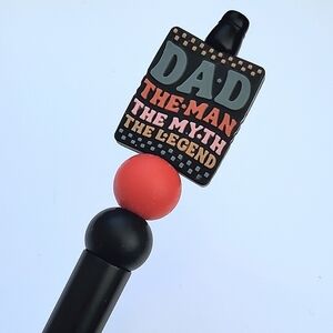 Handmade Dad The Man The Myth The Legend Beaded Silicone Focal Bead Pen